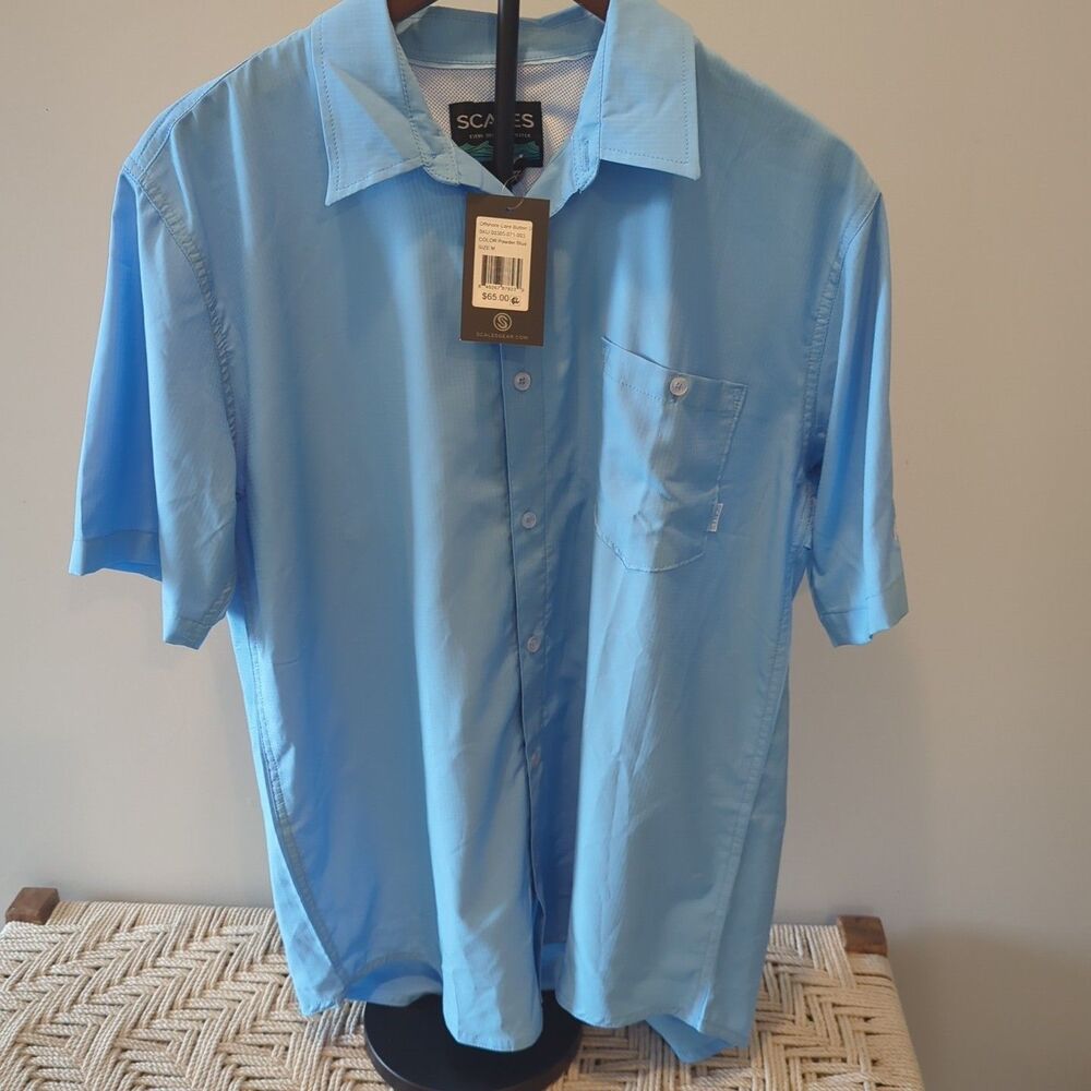 Scales Gear Offshore Core Button Down Blue Mens Shirt Sz M